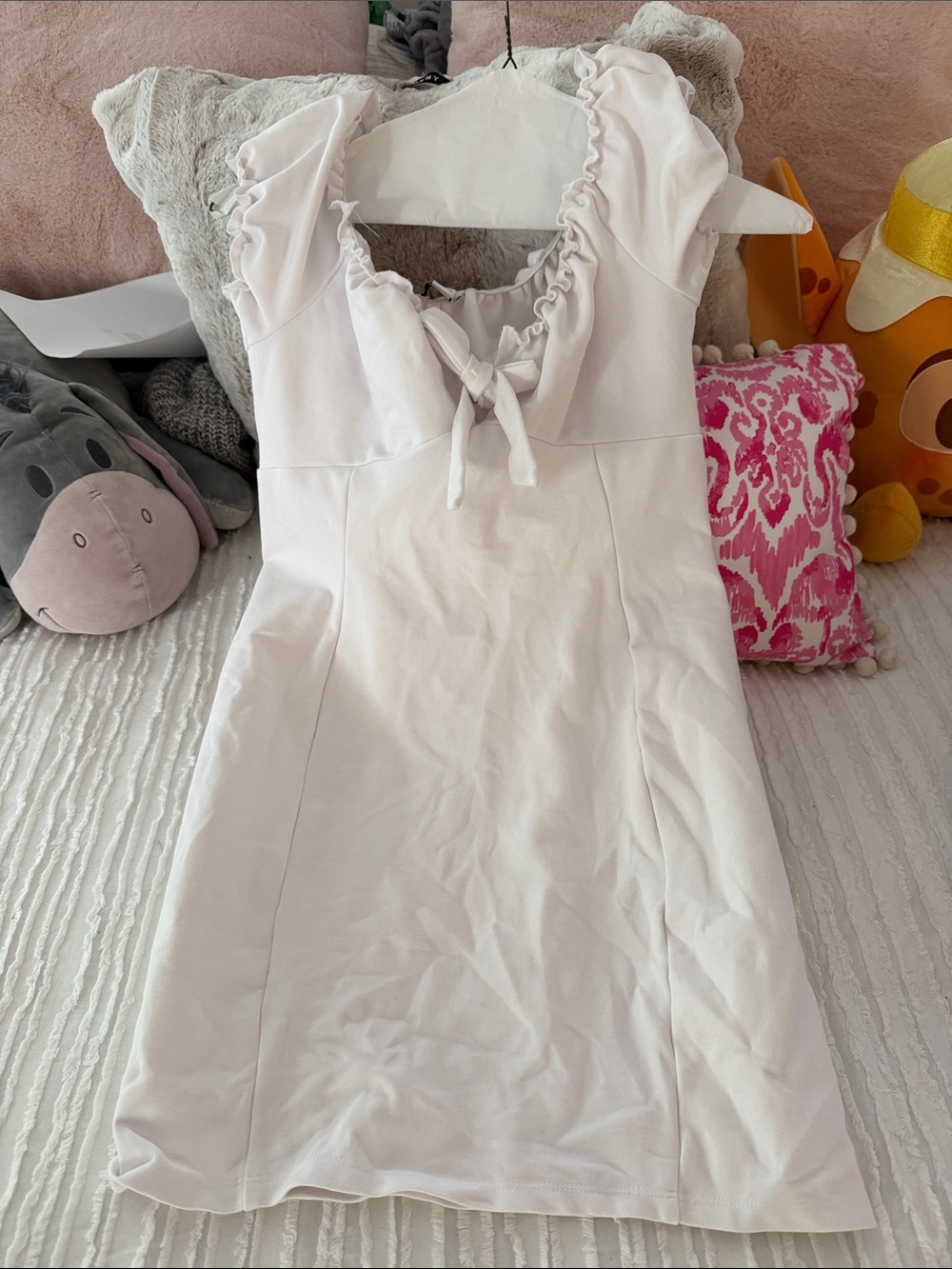 White Ruffle-Neck Dress